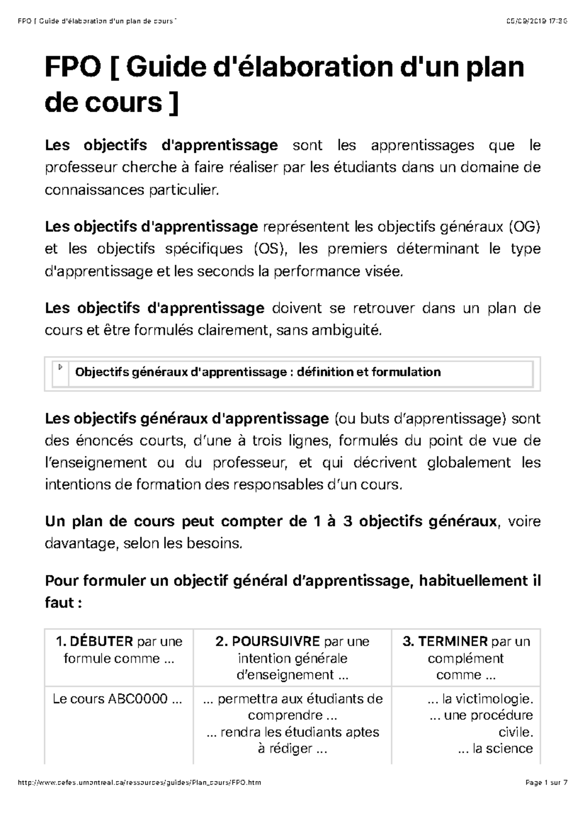 FPO [ Guide D'élaboration D'un Plan De Cours ] - FPO [ Guide D ...