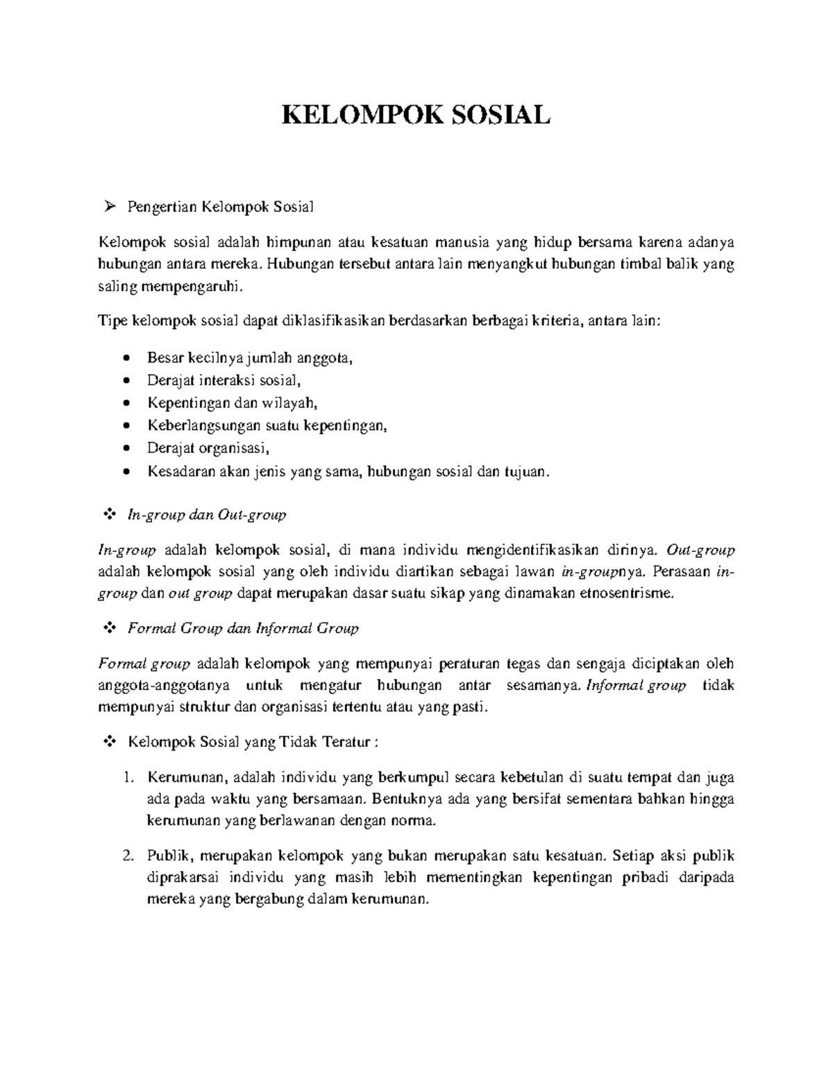 Hubungan Internasional_Kelompok Sosial - KELOMPOK SOSIAL Pengertian