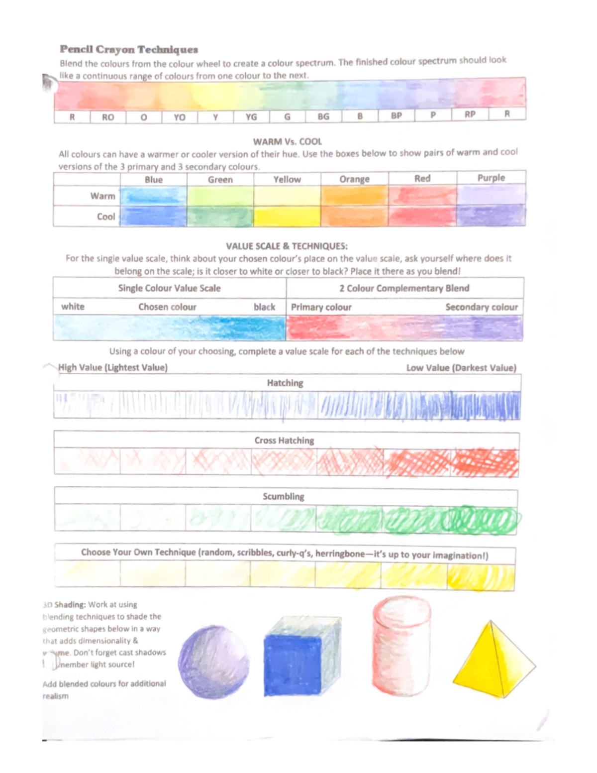 Pencil crayon techniques studocu
