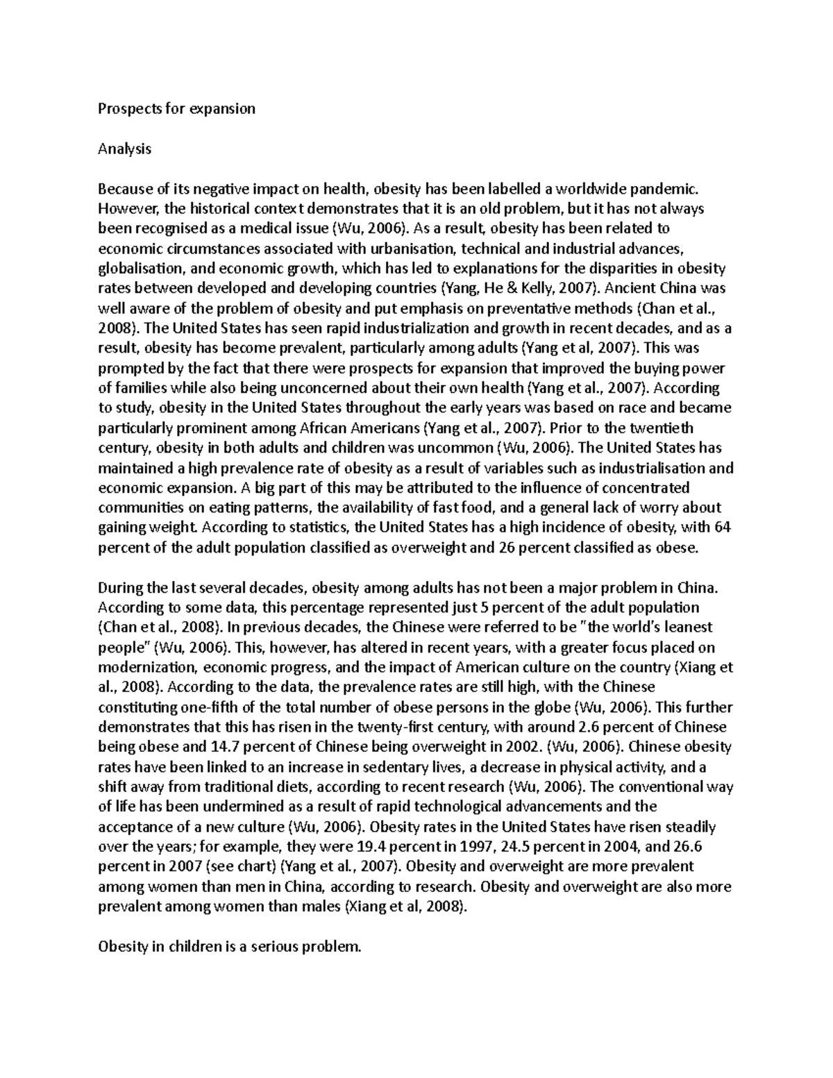 Prospects for expansion essay Prospects for expansion Analysis