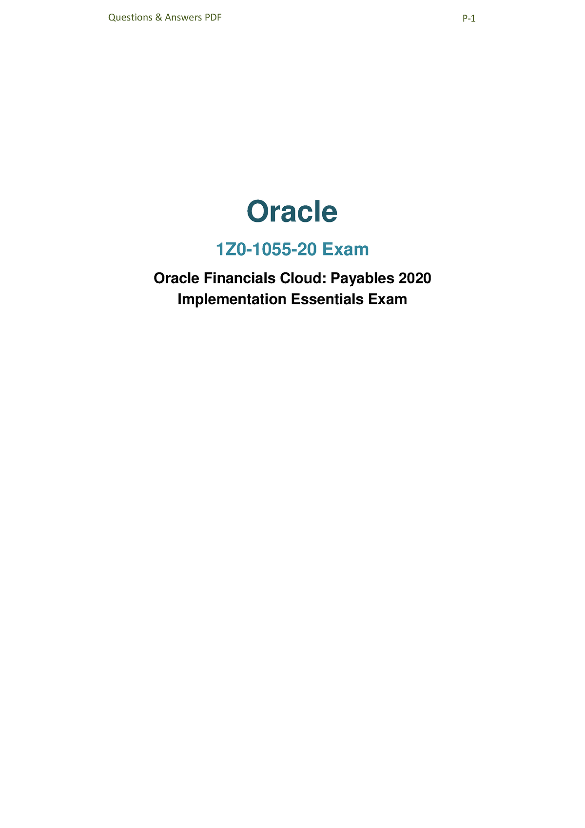 Oracle Cloud Payables Sample Questions Oracle 1Z0 1055 20 Exam