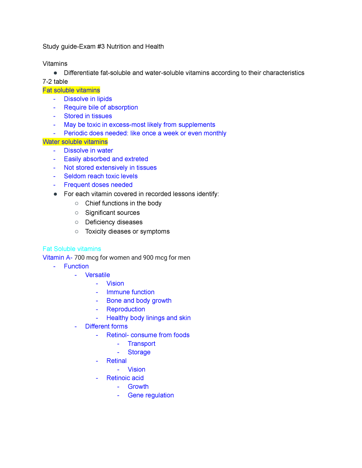 Study Guide-Exam #3 - Summary Nutrition And Health - Study Guide-Exam ...