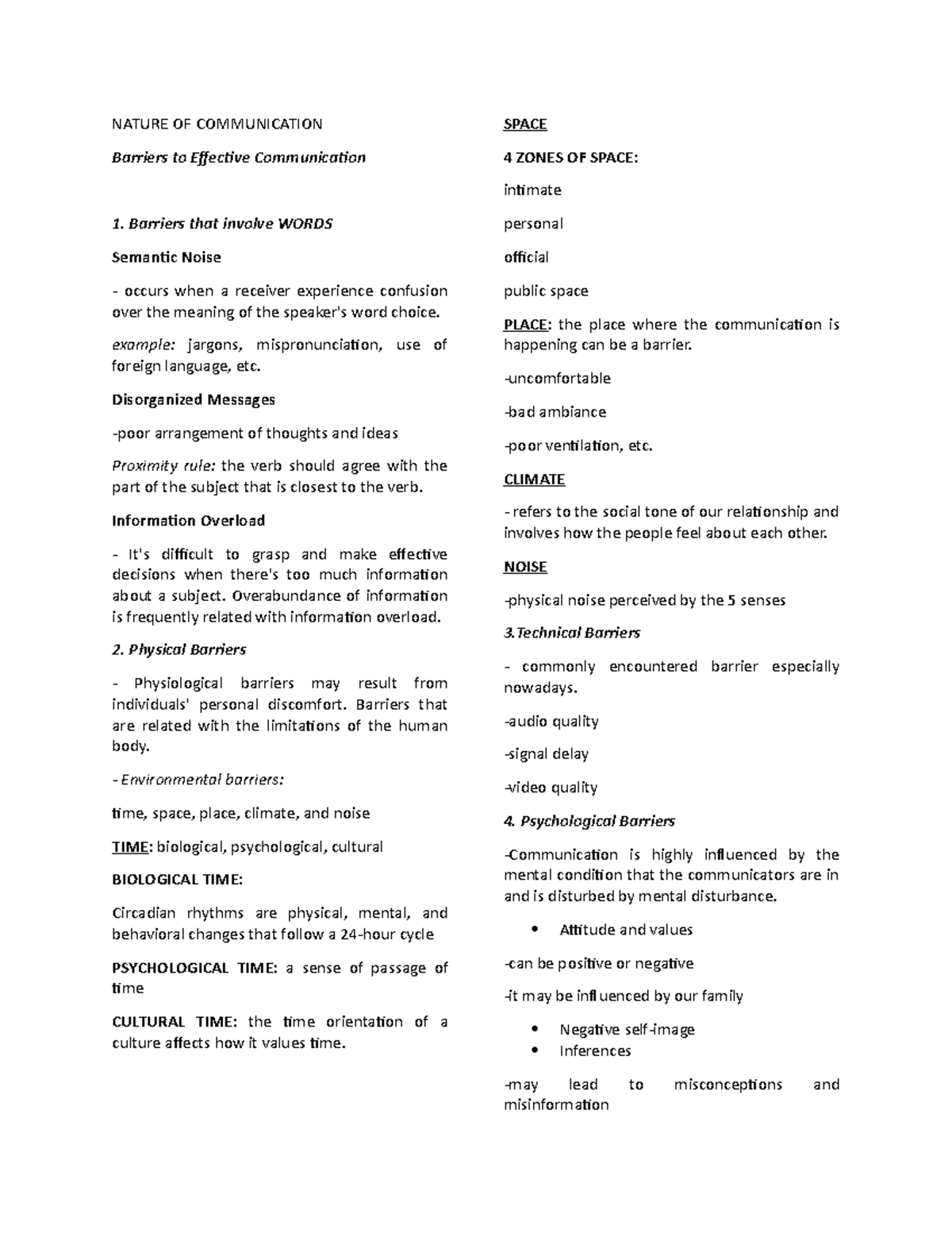 NATURE OF COMMUNICATION - NATURE OF COMMUNICATION Barriers to Effective ...