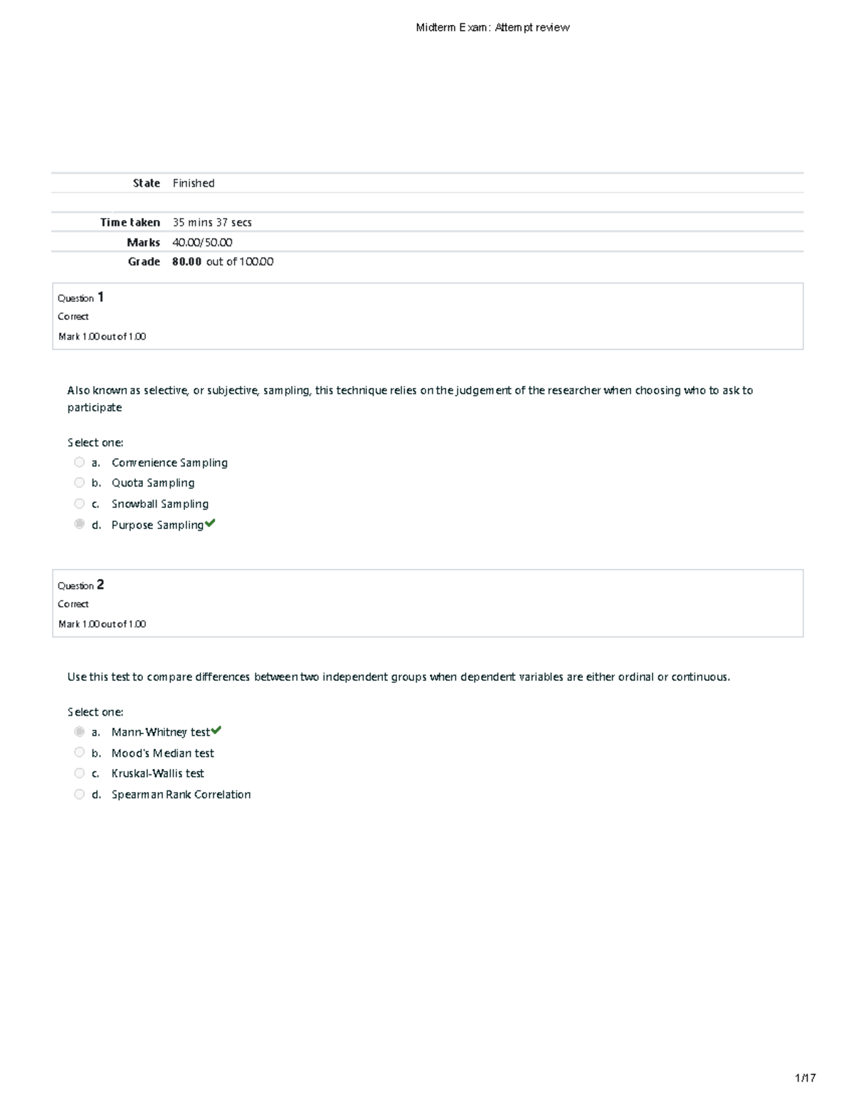 Midterm Exam QM Attempt 2 review - Home / My courses / UGRD-IT6210 ...