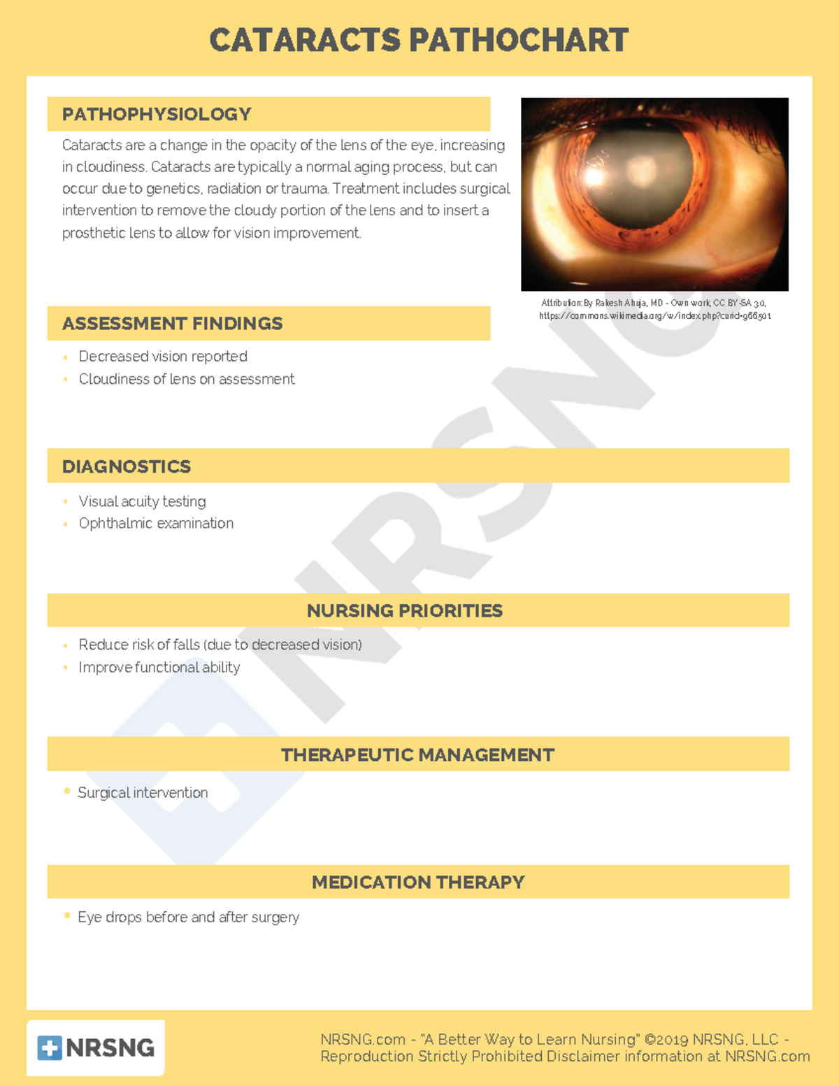 Eent4cataracts pathochart CATARACTS PATHOCHART NRSNG “A Better Way to Learn Nursing” ©2019