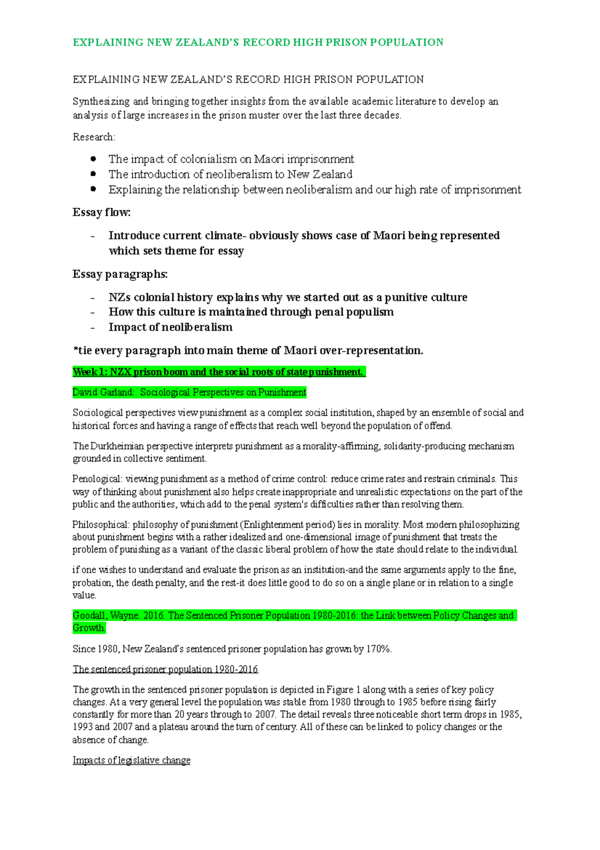 Essay plan and research from readings - EXPLAINING NEW ZEALAND’S RECORD ...
