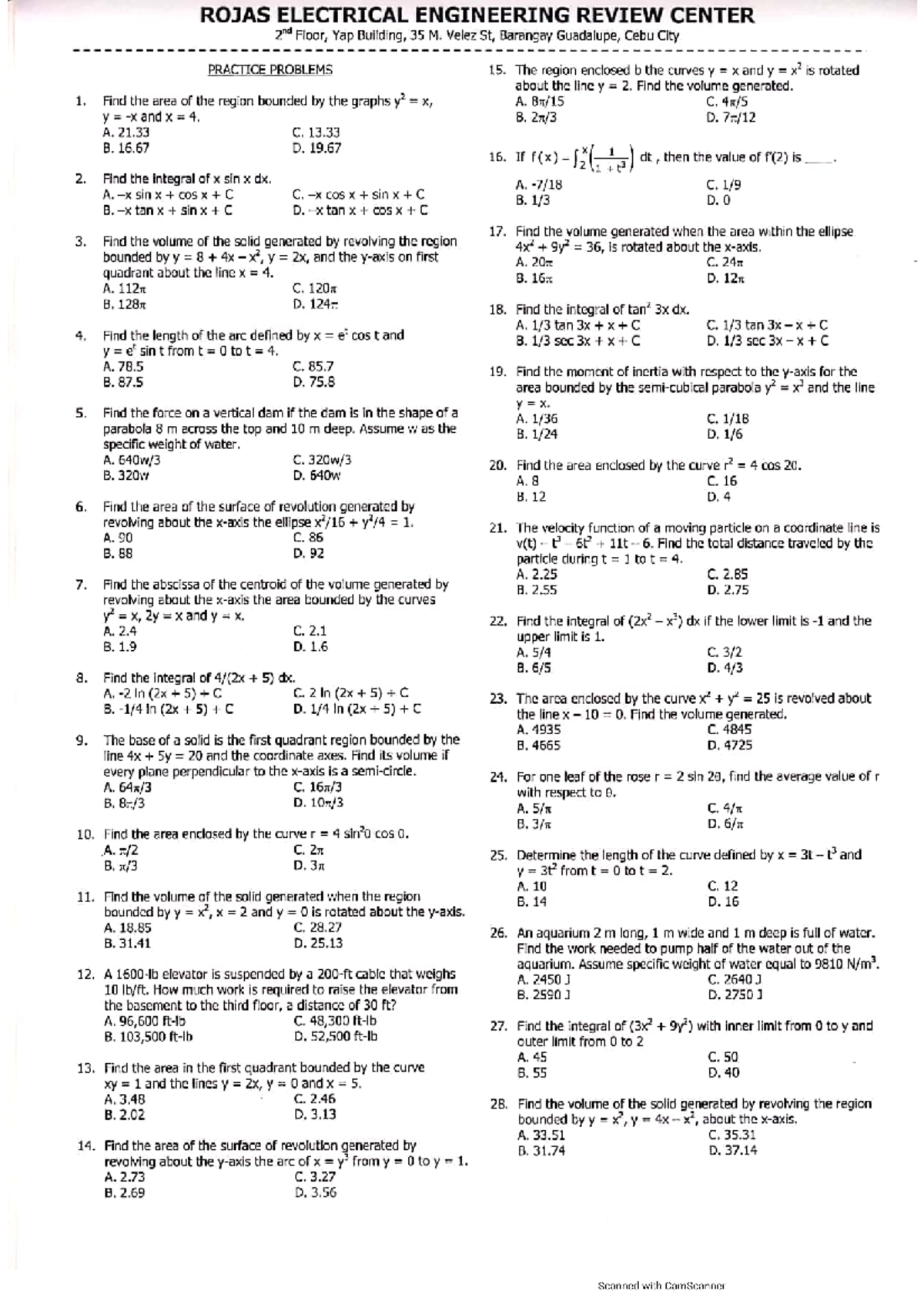 Rojas-MATH- Integral Calculus - BS in Electrical Engineering - Studocu