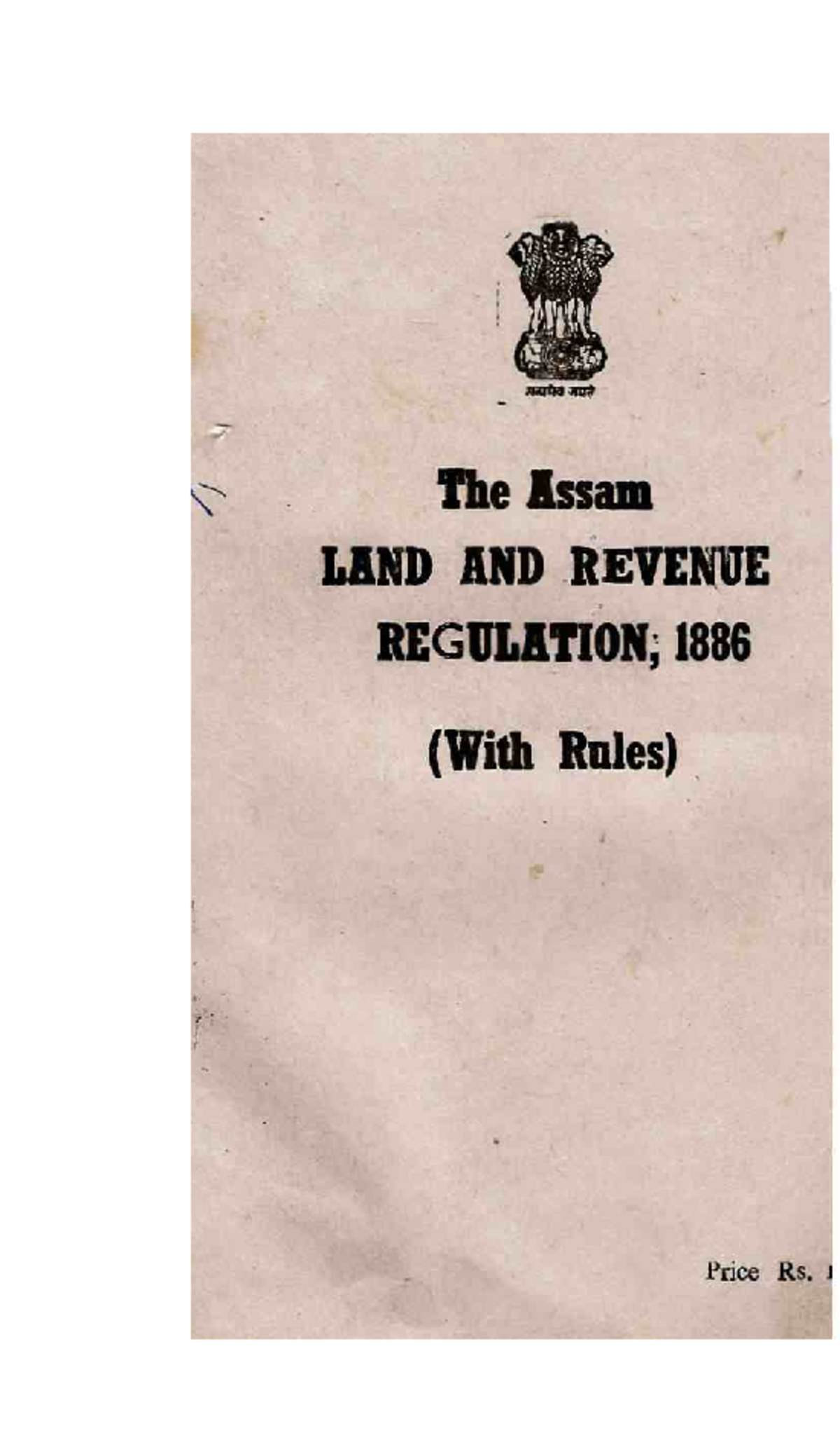 The Assam Land And Revenue Regulation 1886 Law Studocu