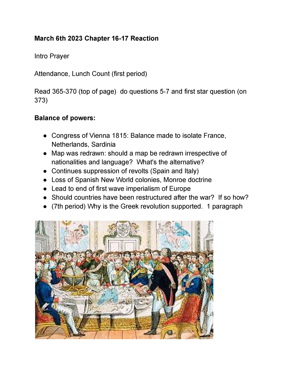 610 March World History March 6th 2023 Chapter 1617 Reaction Intro