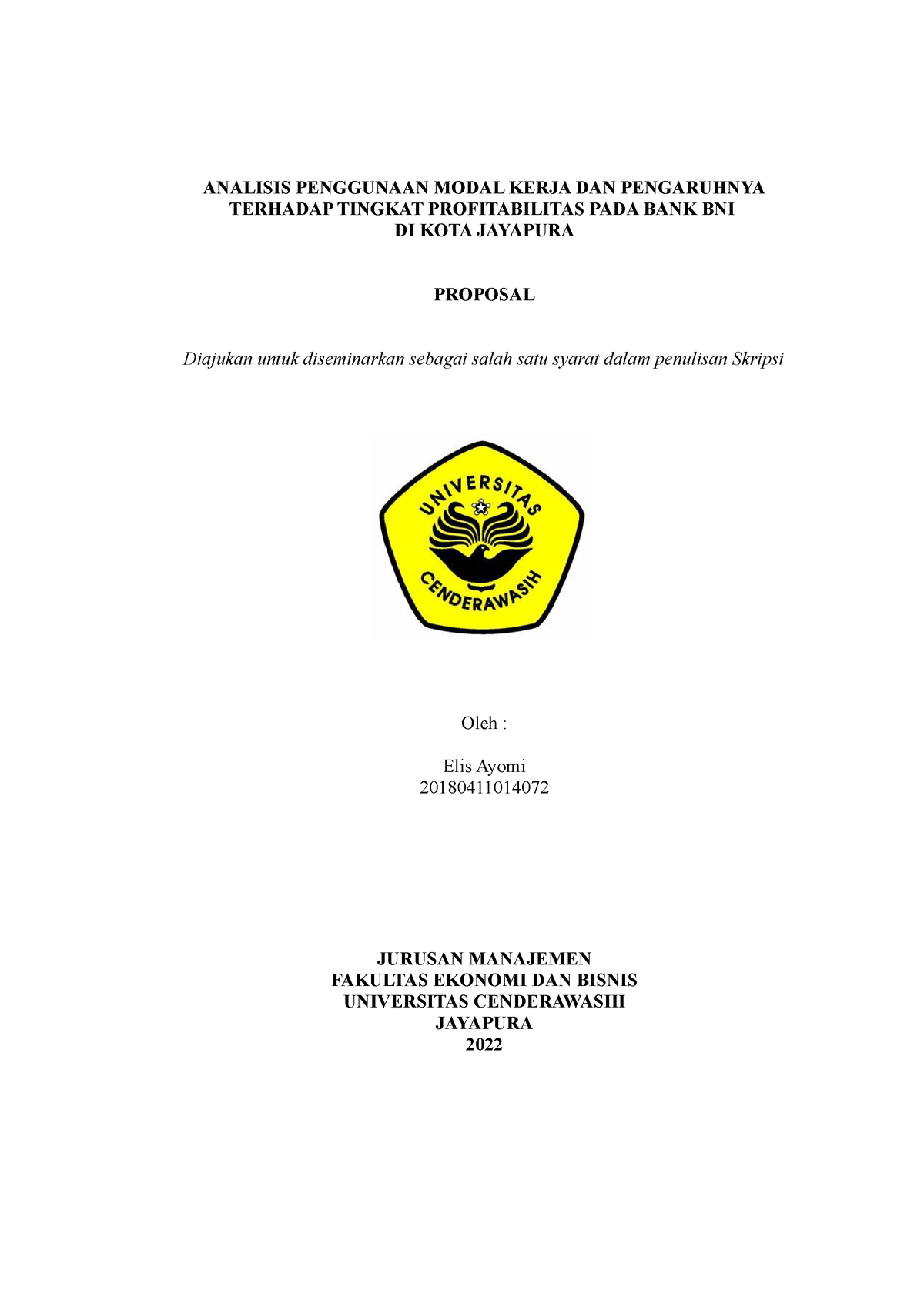 Proposal Skripsi Revisi Analisis Penggunaan Modal Kerja Dan