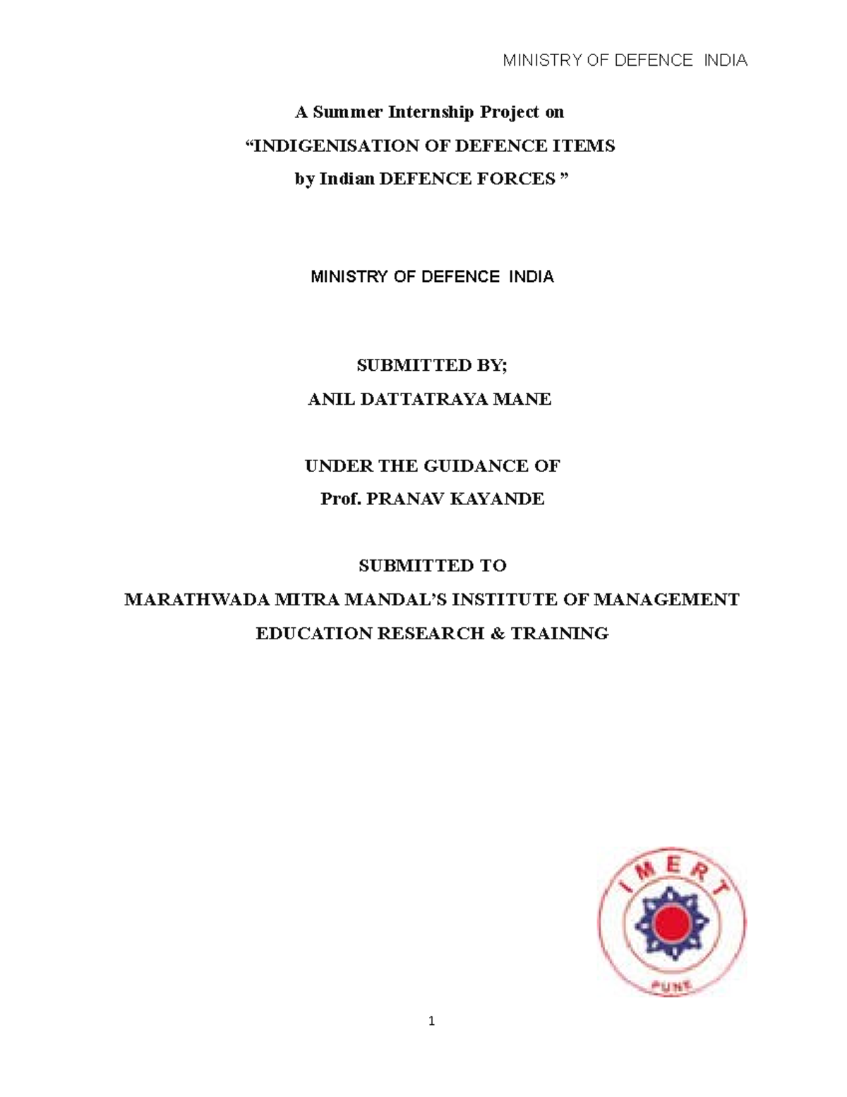 Project of financial manangement pattern in Indian aviation industry ...