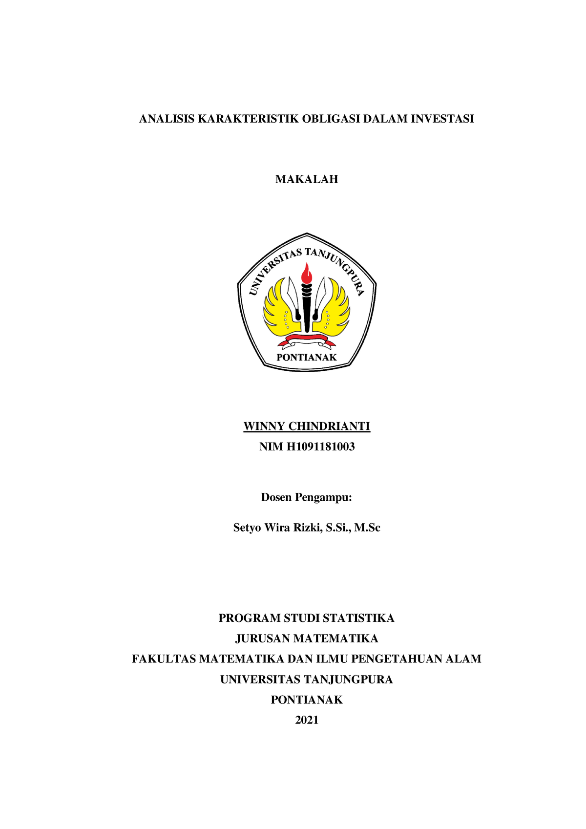 Matematika Finansial 1 - ANALISIS KARAKTERISTIK OBLIGASI DALAM ...