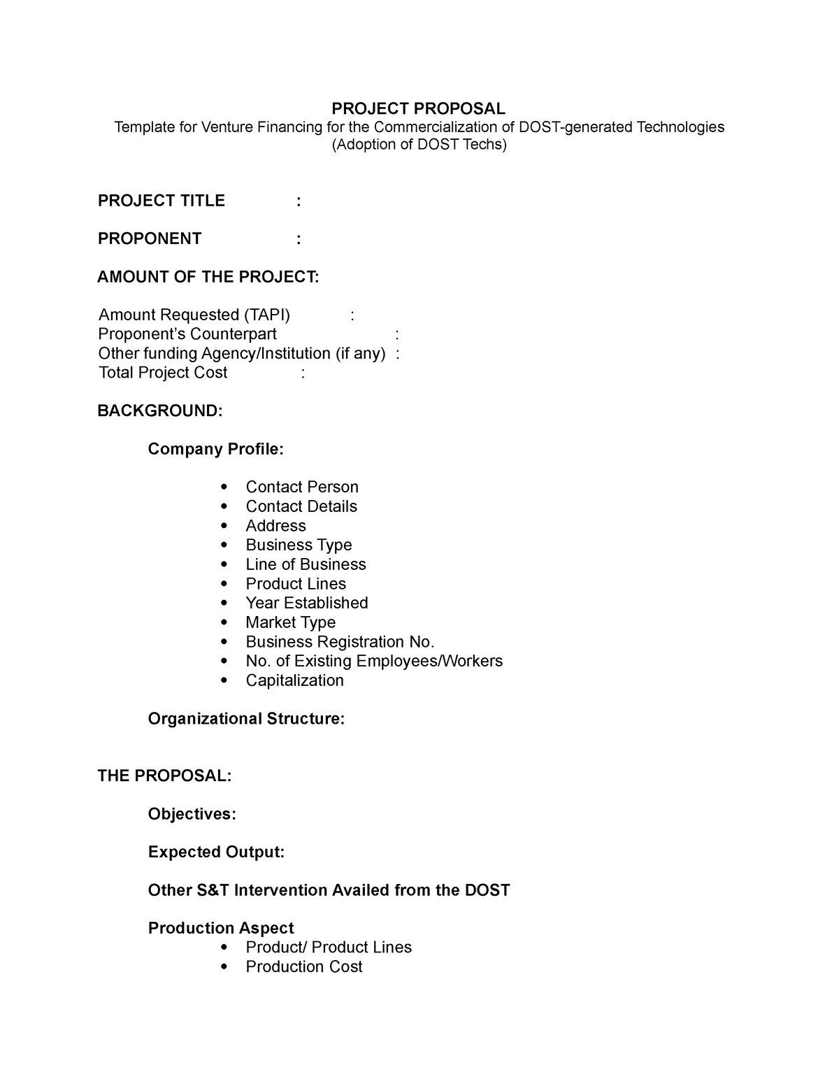 Project Proposal DOST files from DOST PROJECT PROPOSAL Template for