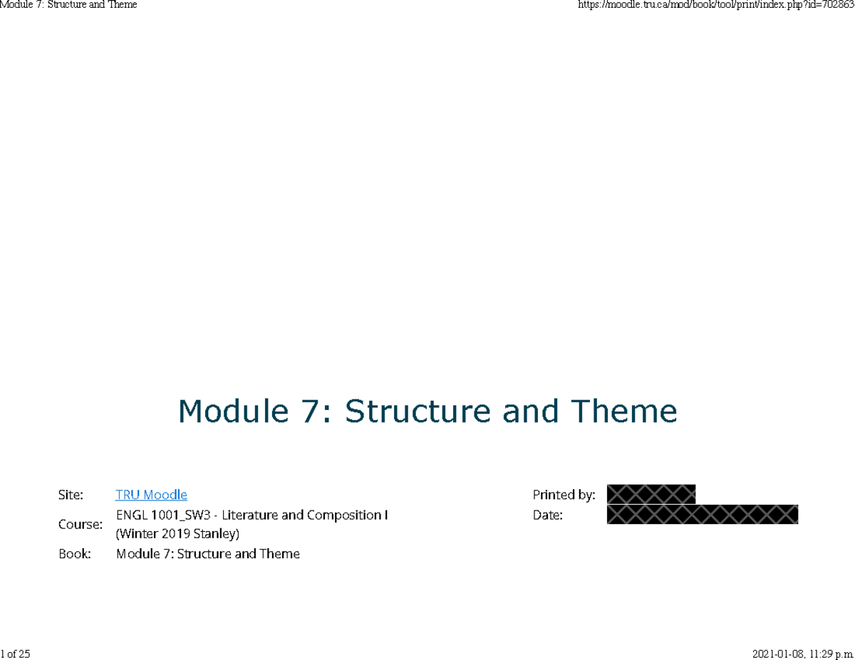 ENGL1001 Module 7-structure And Theme - Module 7: Structure And Theme ...