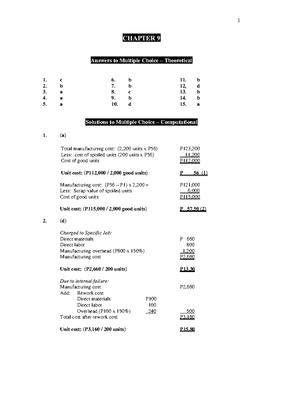 Chapter 9 - Cost Accounting By Guerrero - SOLMAN - StuDocu