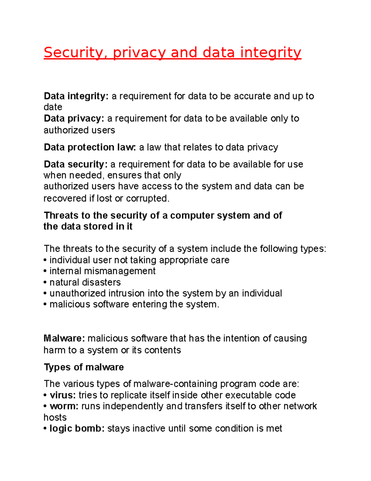Security ch-8 - cool - Security, privacy and data integrity Data ...