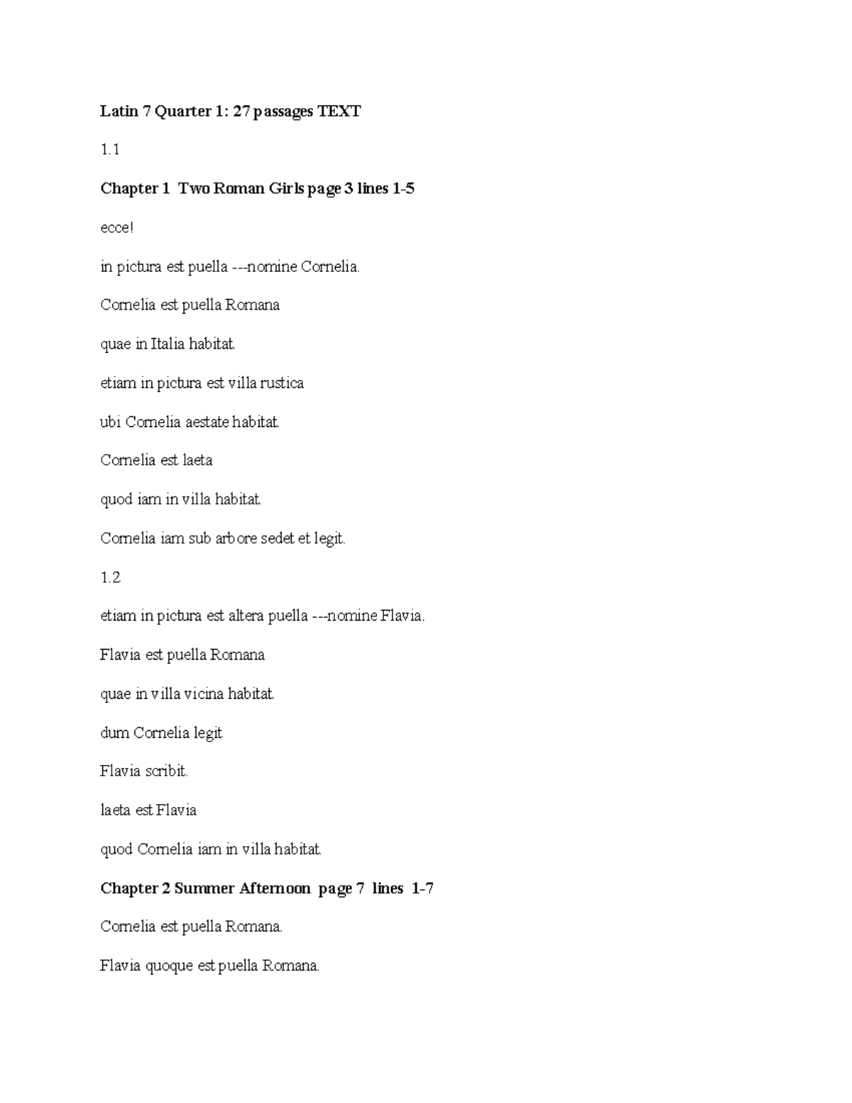 1st Quarter Lat 7-1.1-1.27TEXT - Latin 7 Quarter 1: 27 passages TEXT 1 ...