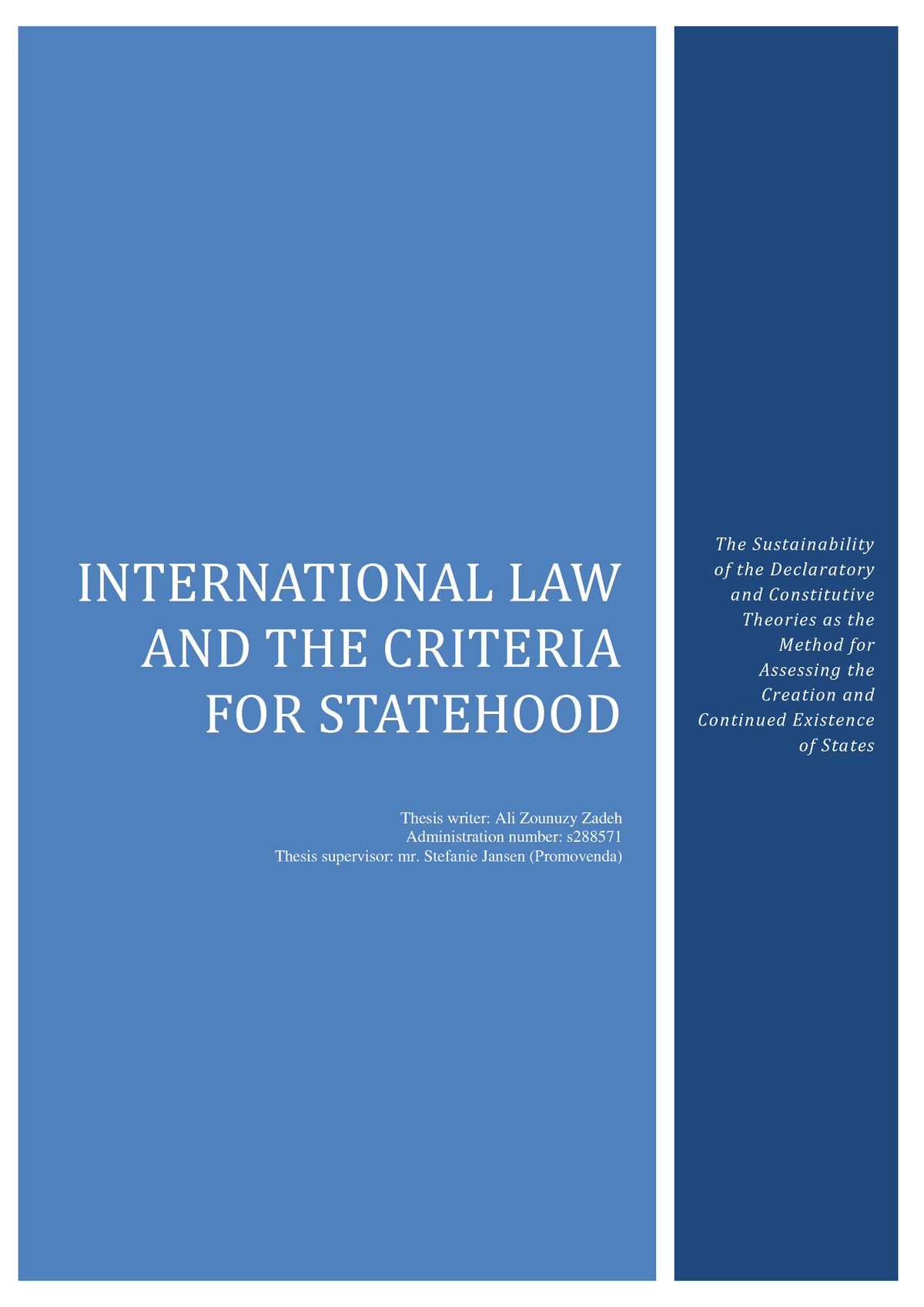 statehood in international law essay