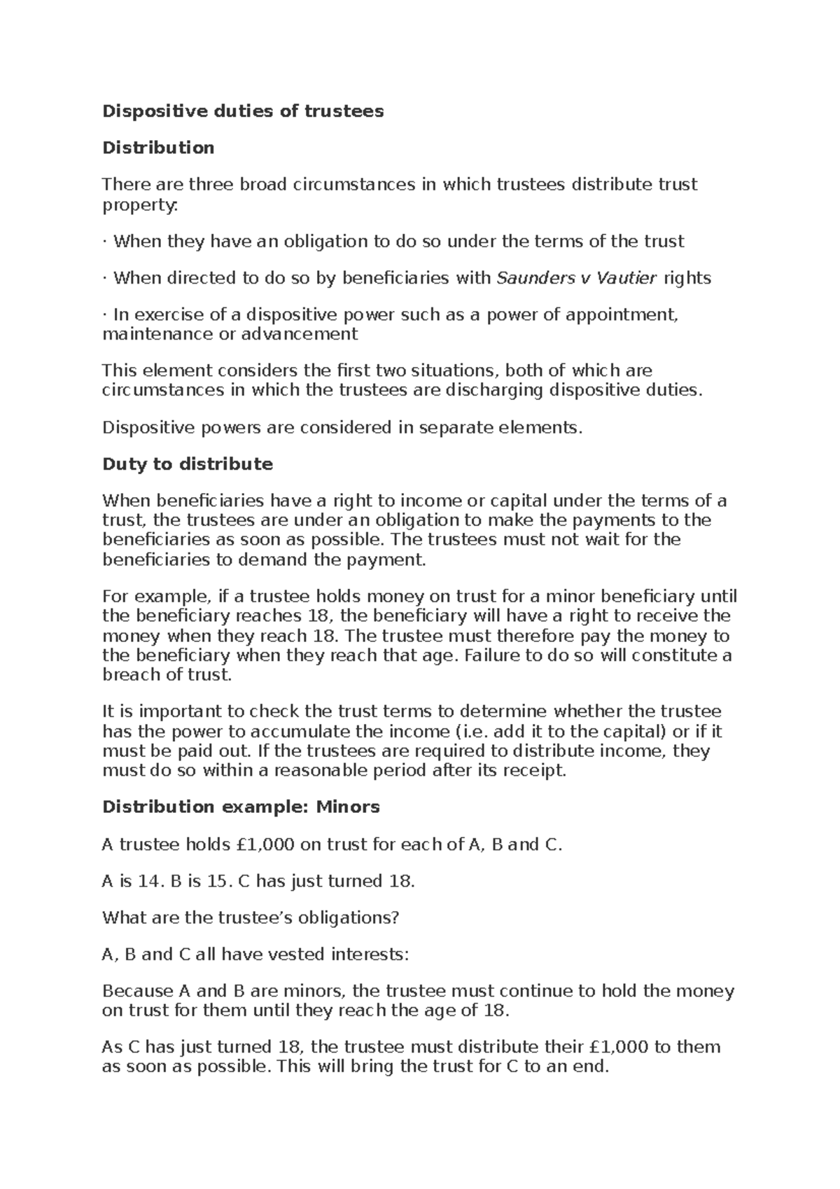 Dispositive duties of trustees - Dispositive duties of trustees ...