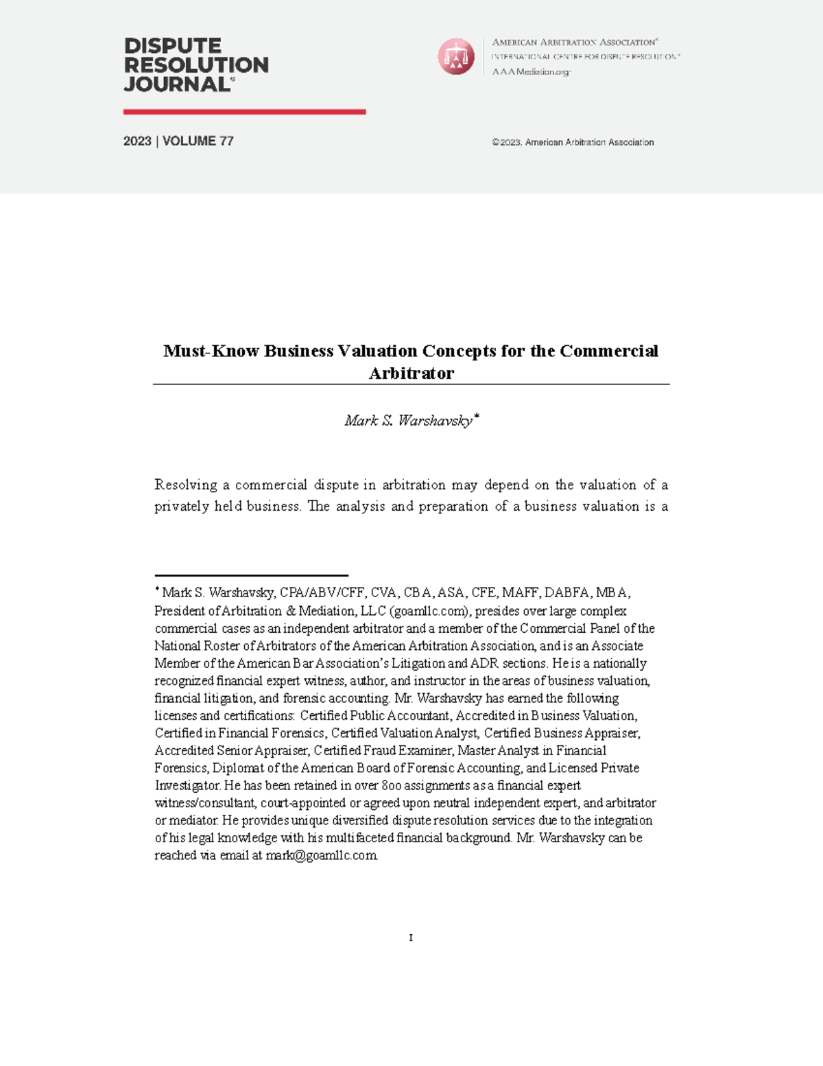 02Business valuation concepts for arbitrator MustKnow Business