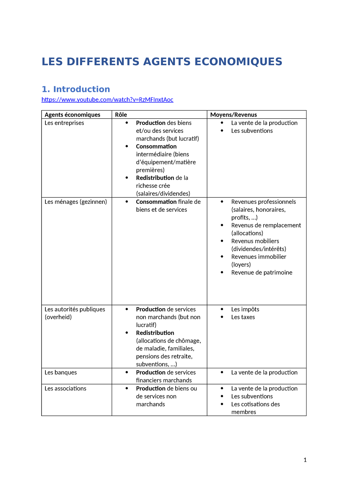 3 LES Differents Agents Economiques - LES DIFFERENTS AGENTS ECONOMIQUES ...