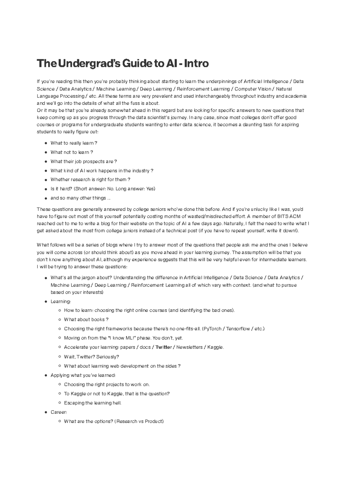 1. The Undergrad’s Guide to AI - Intro - The Guide to AI Intro If ...
