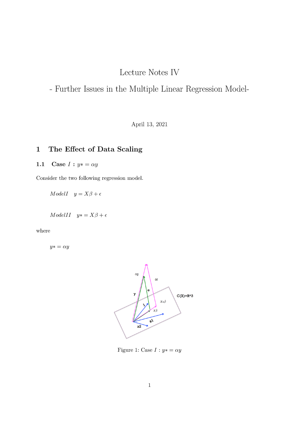 Lecture Notes For Econometrics - Lecture Notes IV - Further Issues In ...