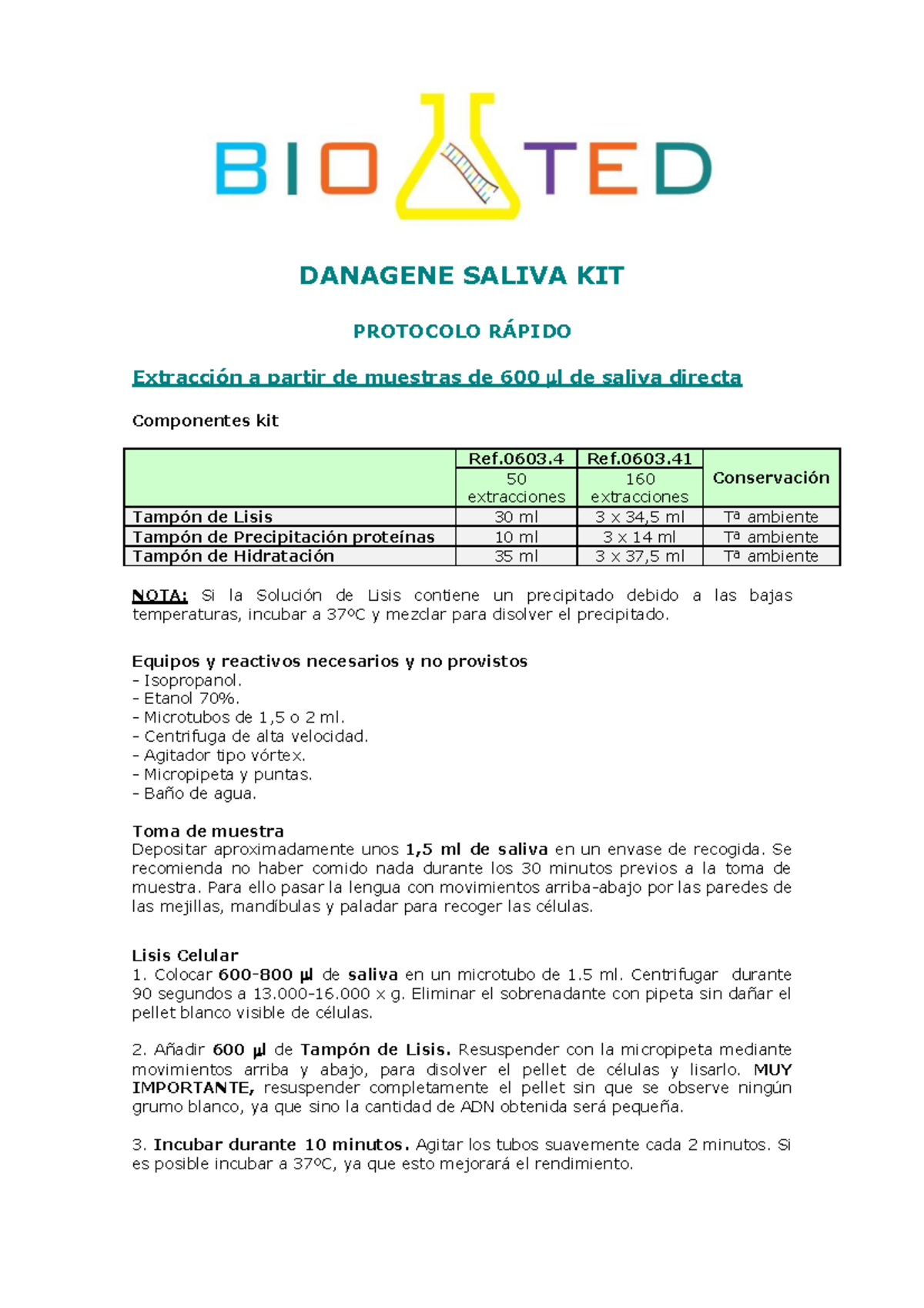 Danagene- Saliva-KIT(EDUC) - DANAGENE SALIVA KIT PROTOCOLO RÁPIDO ...