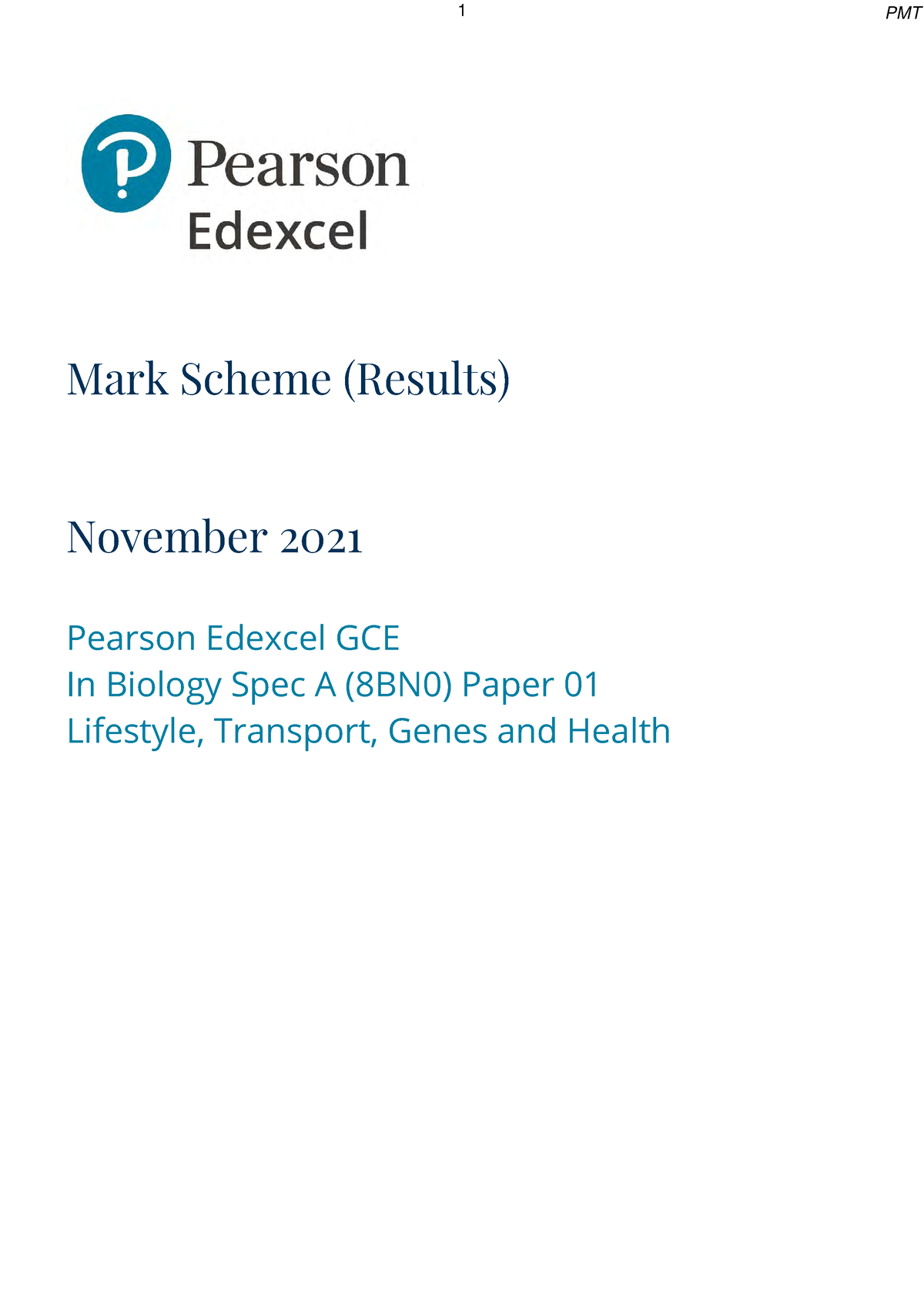 June 2021 MS - Paper 1 Edexcel (A) Biology AS-level - Mark Scheme ...