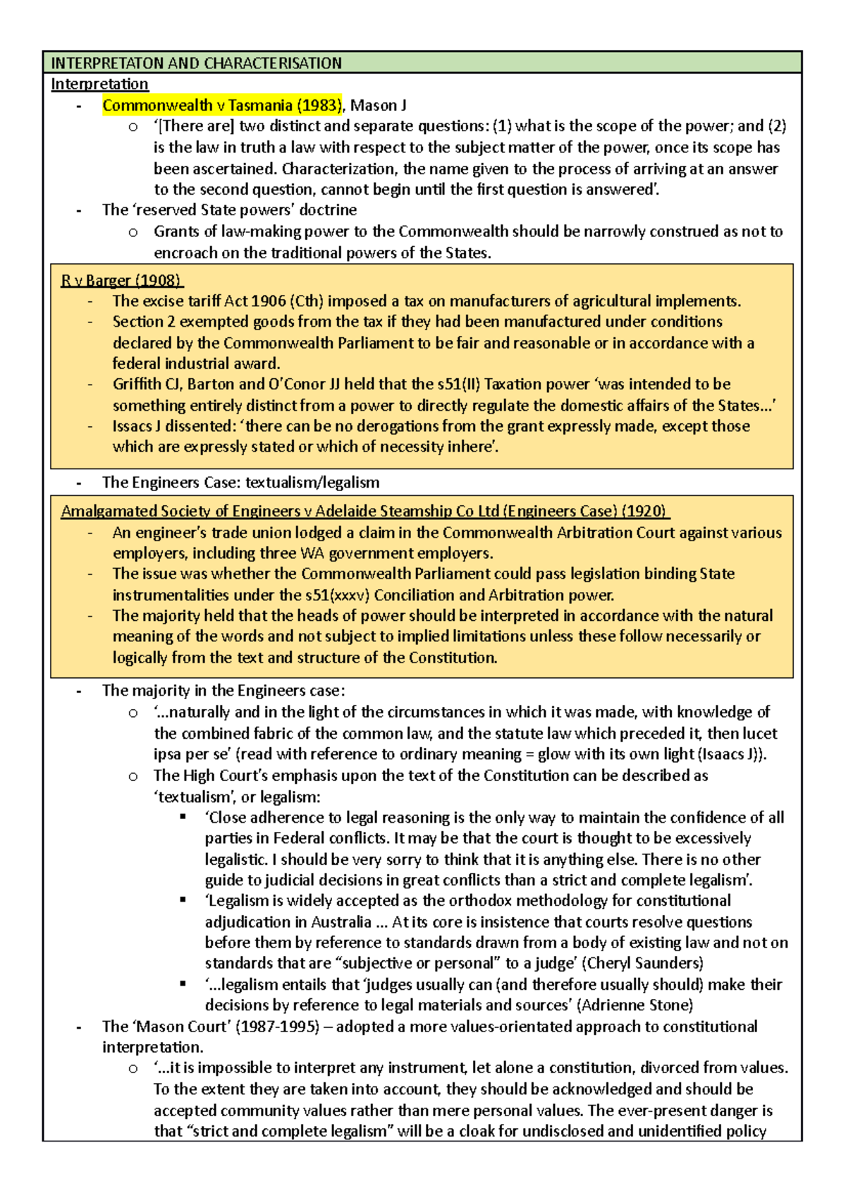 CON LAW EXAM Notes LAWS5101 UWA Studocu