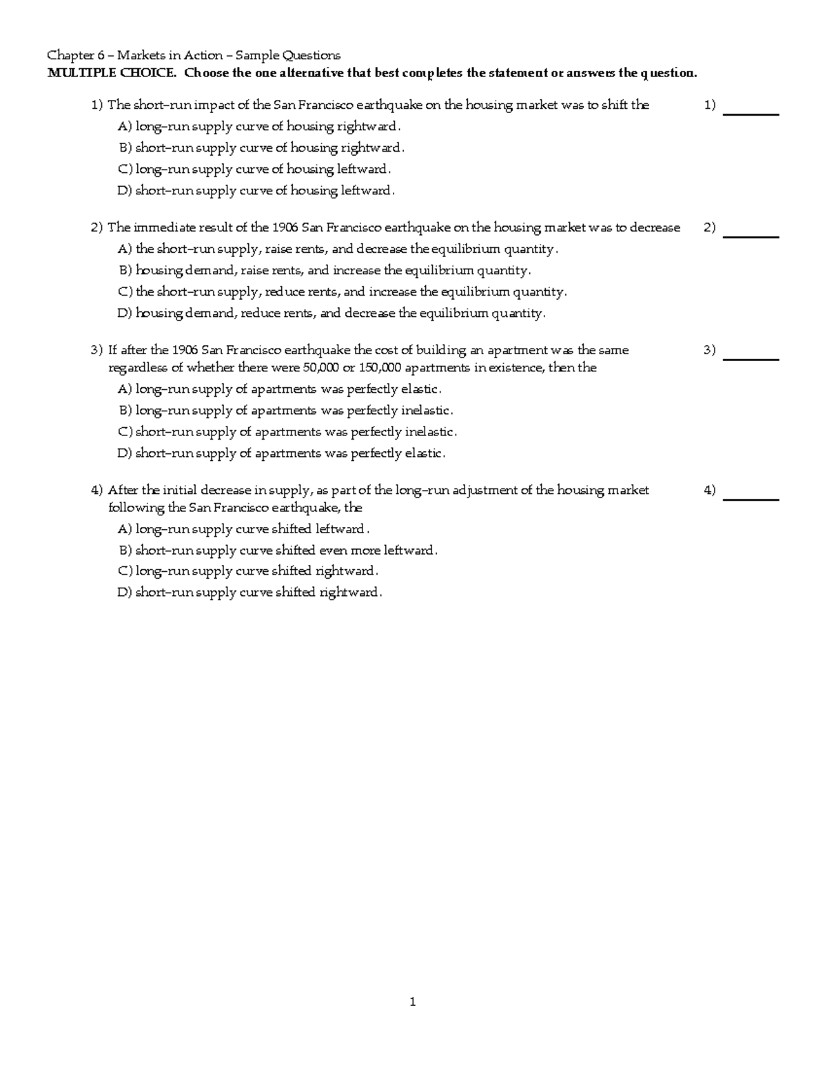 Chapter 6 Economic Questions - Chapter 6 - Markets in Action - Sample ...