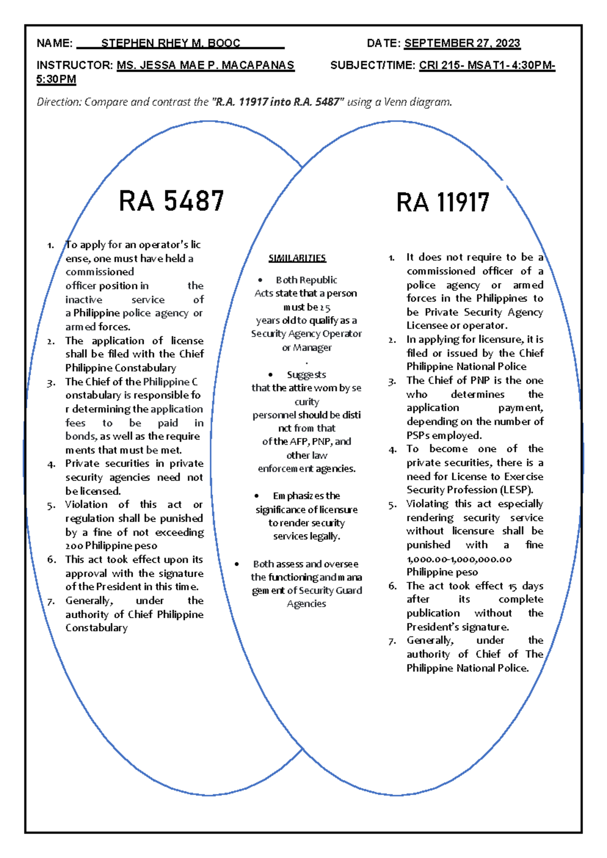 Final CRI 214 - assaa - NAME: STEPHEN RHEY M. BOOC___ DATE: SEPTEMBER ...