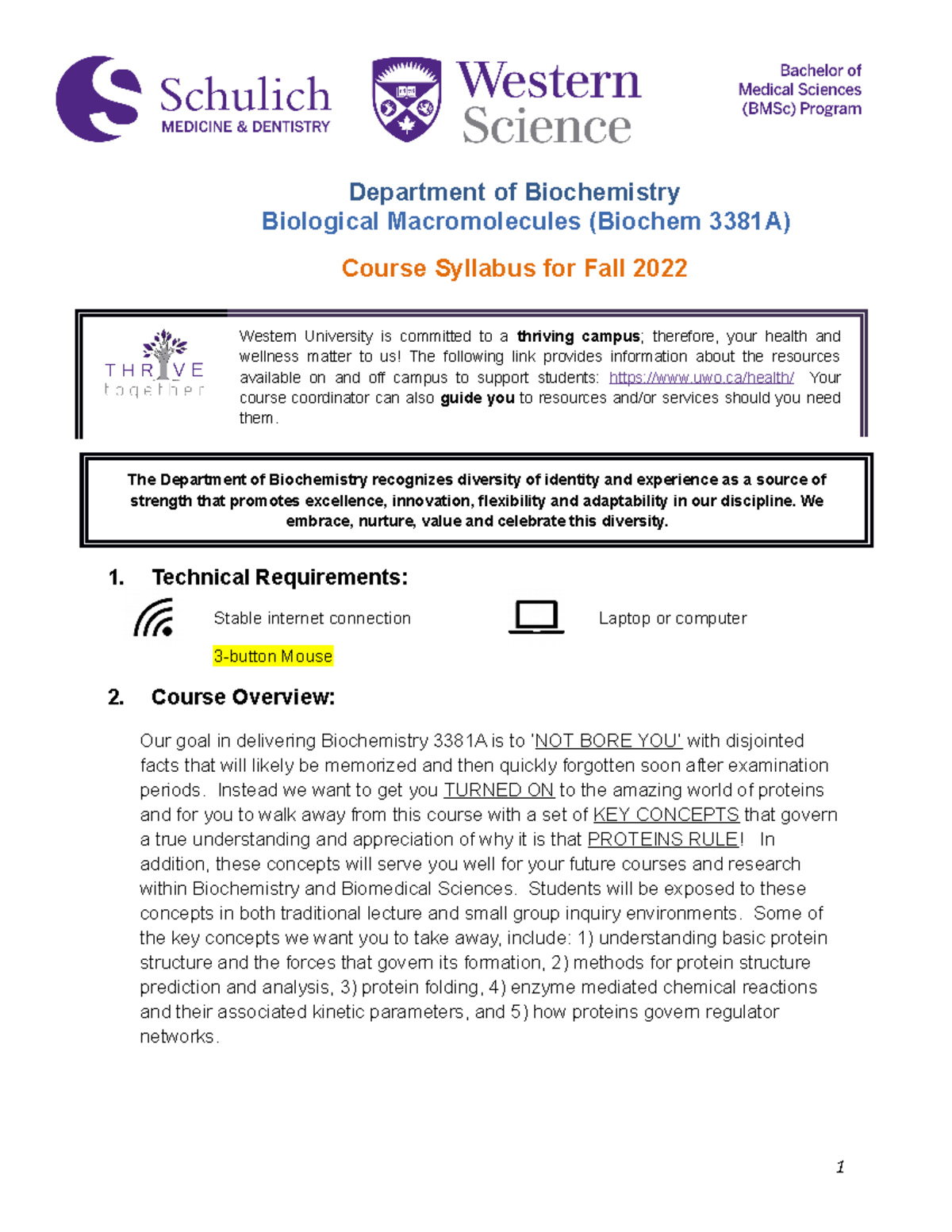 Biochem 3381A Tentative Course Outline Fall 2022 - Department of ...