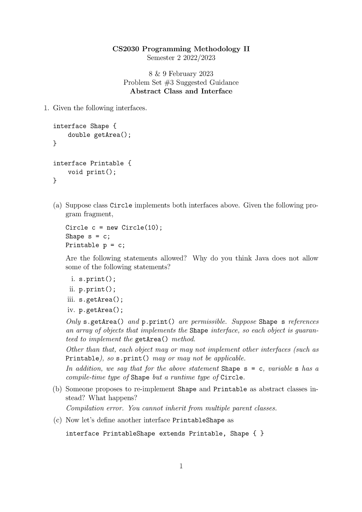 Recitation 03guide - Rec - CS2030 Programming Methodology II Semester 2 ...