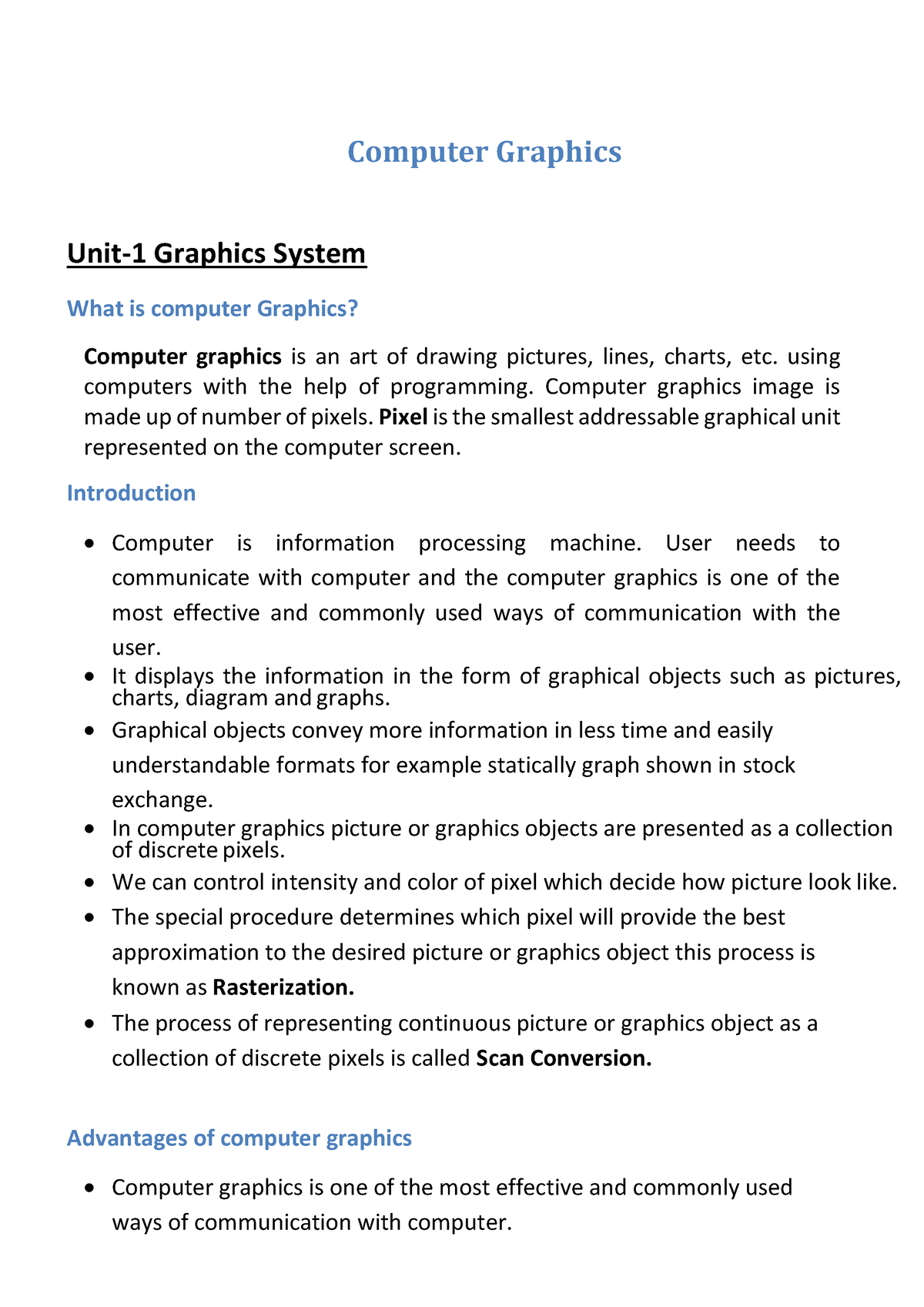 Unit1 2-notes - Abcdgvh - Computer Graphics Unit-1 Graphics System What ...