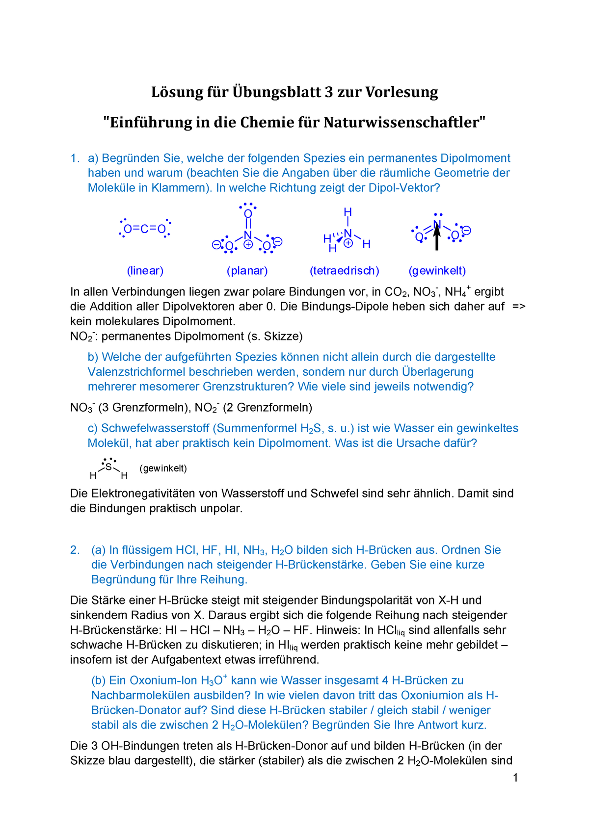 Uebungsblatt 3 Loesung - Lˆsung F ̧r ‹bungsblatt 3 Zur Vorlesung "Einf ...