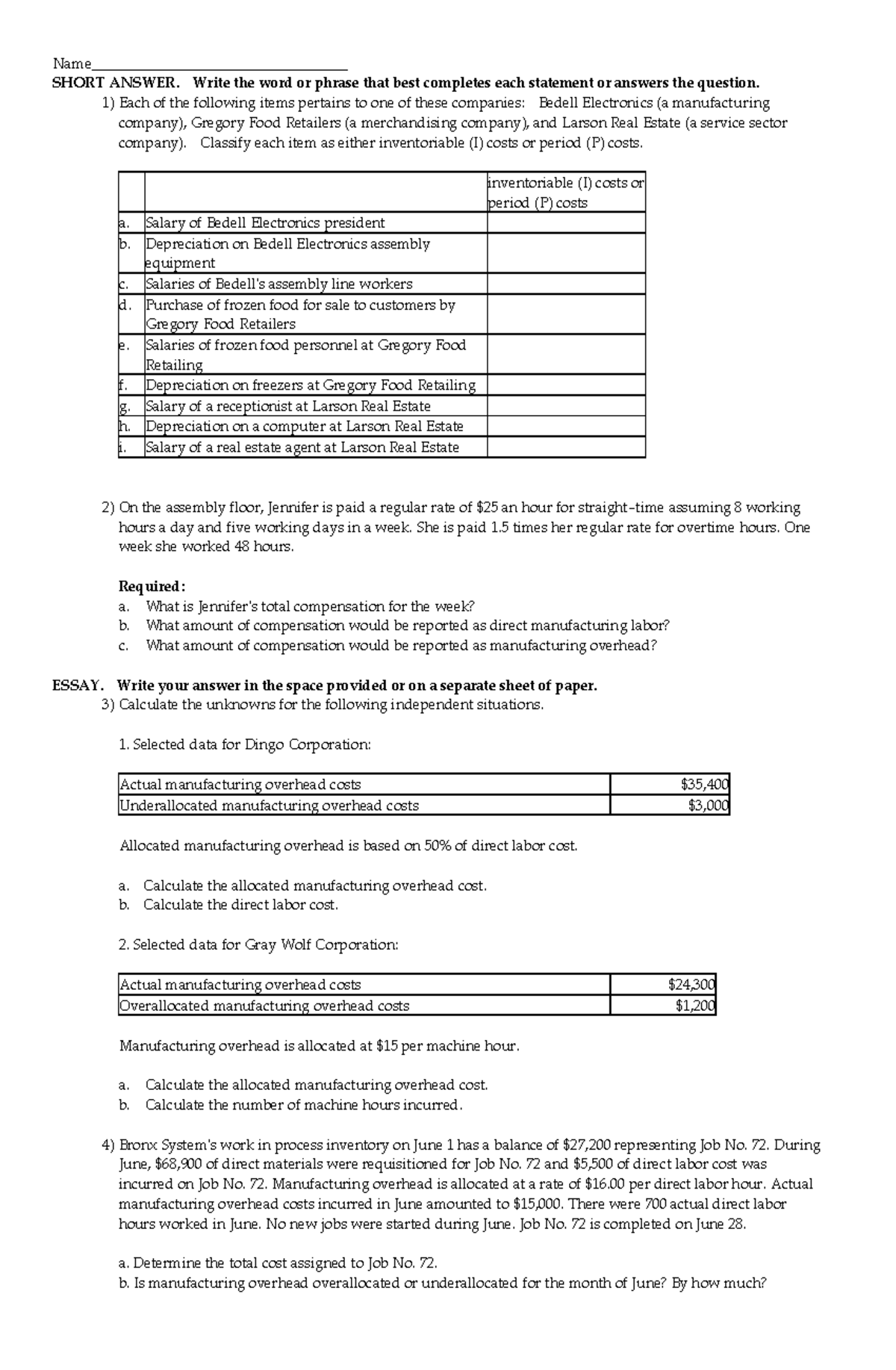 Comprehensive-exercises 20231018 no-ans - Name ...