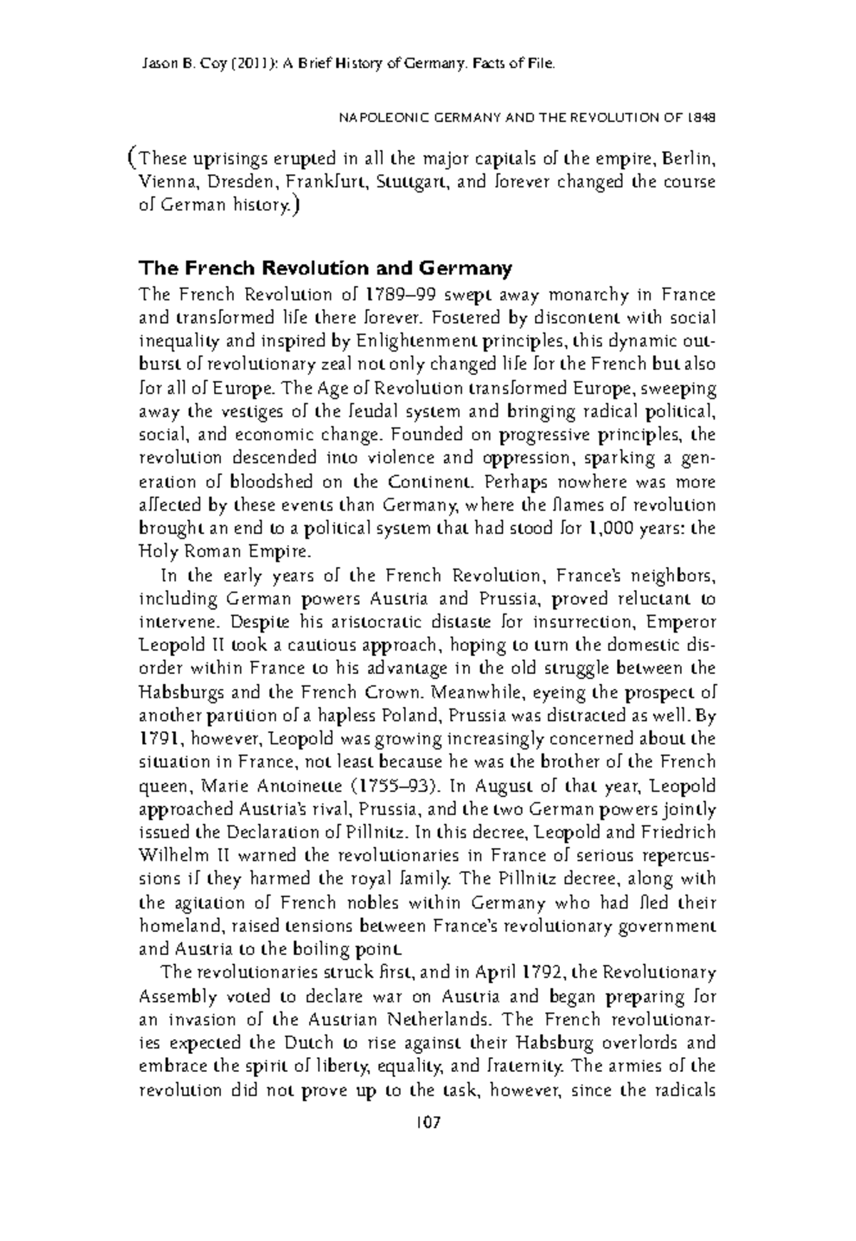 Coy 2010 - A Brief History of Germany. Ch 7.1.1 - Napoleonic Germany ...