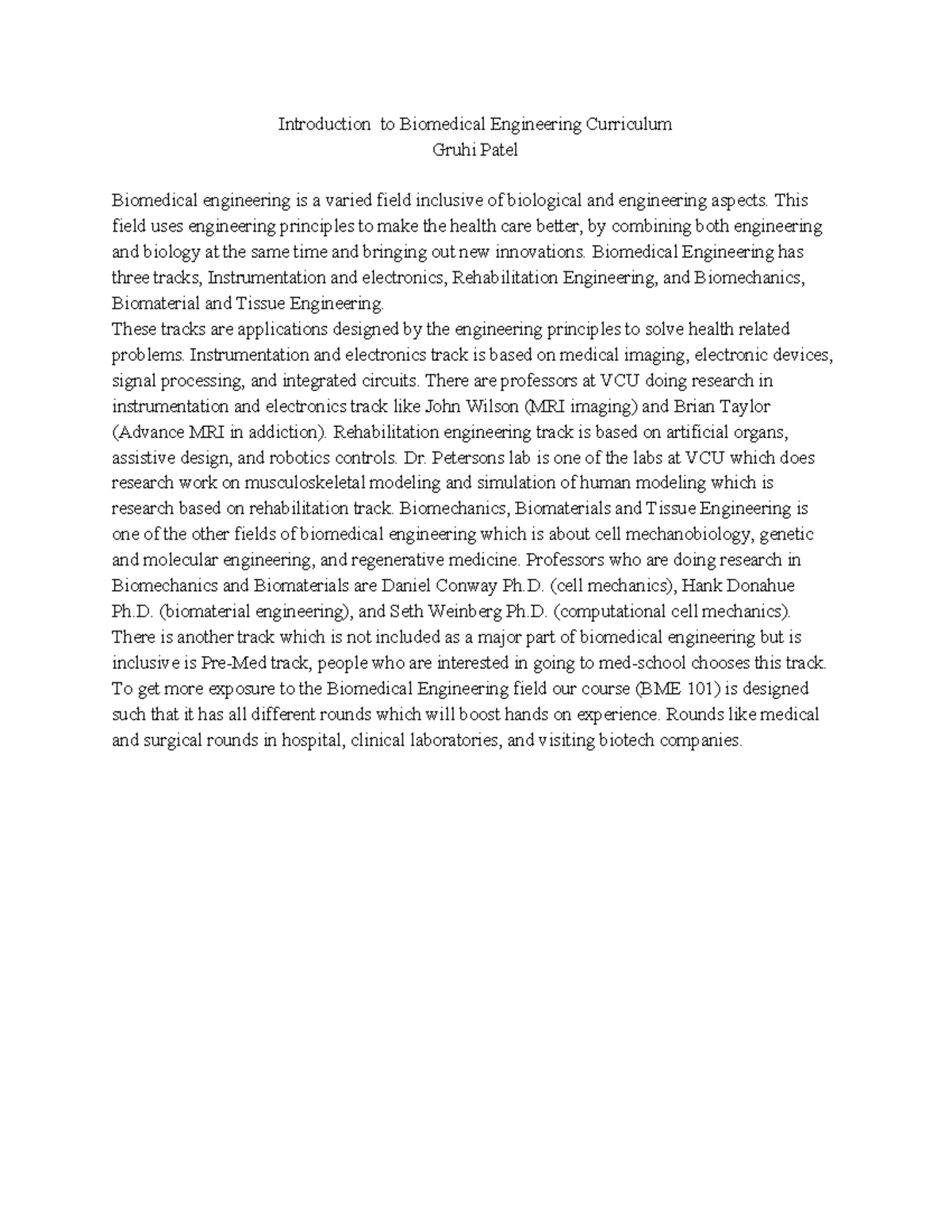 college essay examples biomedical engineering