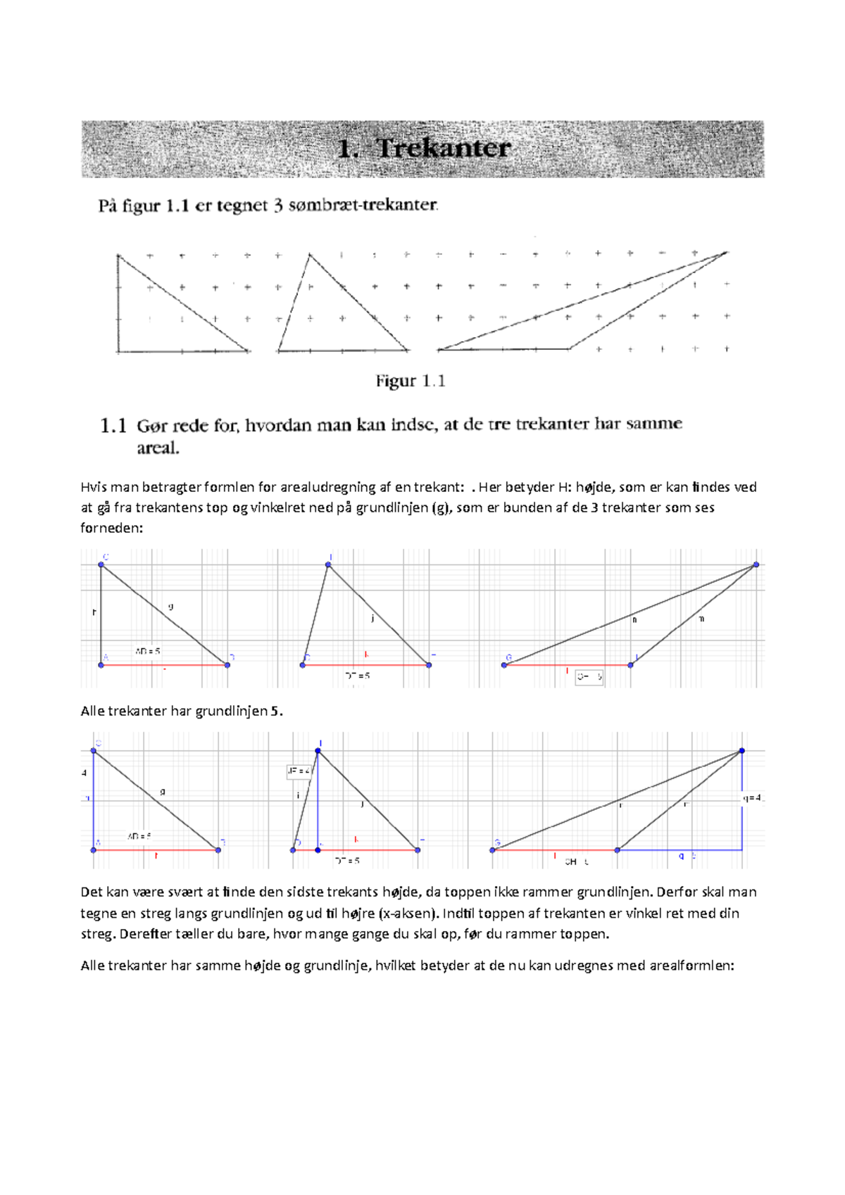 Trekanter Studieprodukt Opgaver Matematik Læreruddannelsen - Hvis Man ...