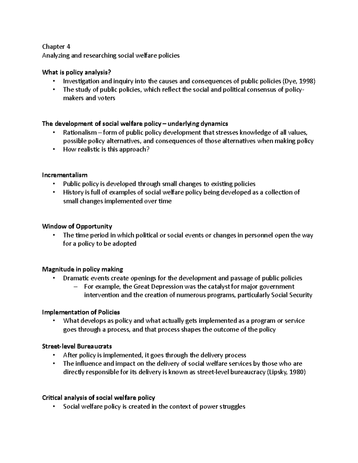 Chapter 4 - Notes - Chapter 4 Analyzing And Researching Social Welfare ...