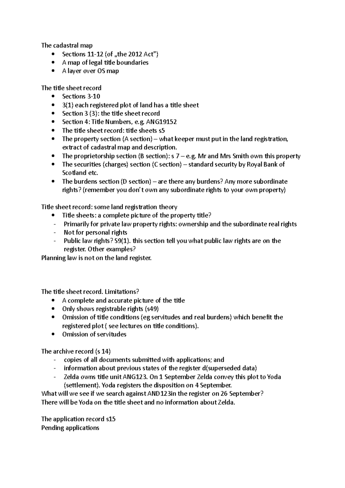 Land registration - The cadastral map Sections (of 2012 A map of legal ...