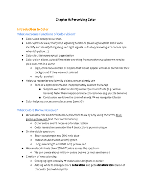 PSL 315 S&P CH2 Notes - Summary Sensation and Perception - INTRO ...