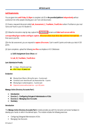 NIT3122 Lab 01 - NIT3122 Lab 01 Deploy and Manage Domain Controllers ...