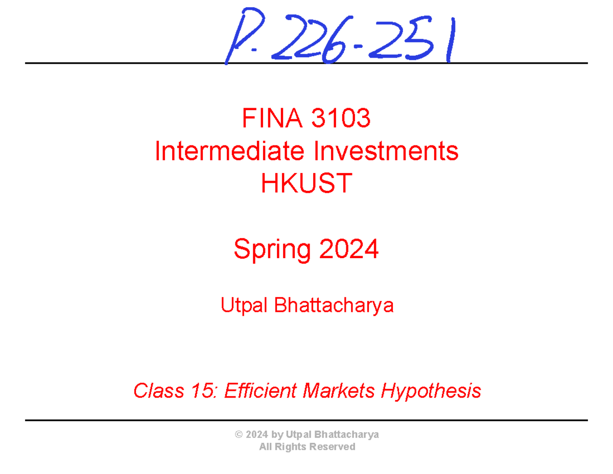 Class+15+%281%29 2 - utpal - FINA 3103 Intermediate Investments HKUST ...