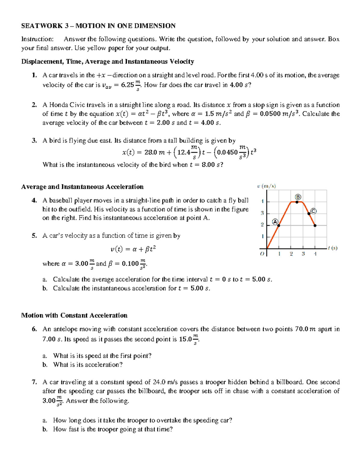 MTSW3 - comscie - SEATWORK 3 – MOTION IN ONE DIMENSION Instruction ...