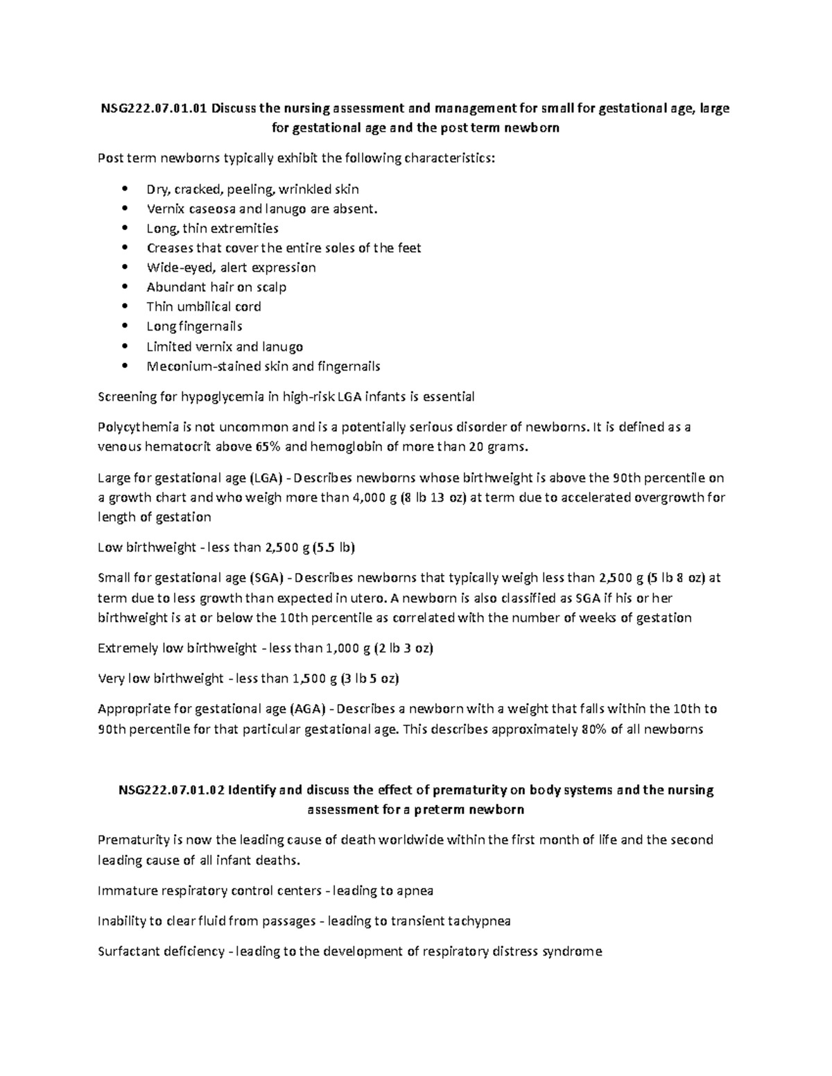 NSG222 Mod 7 - Notes - NSG222.07.01 Discuss The Nursing Assessment And ...