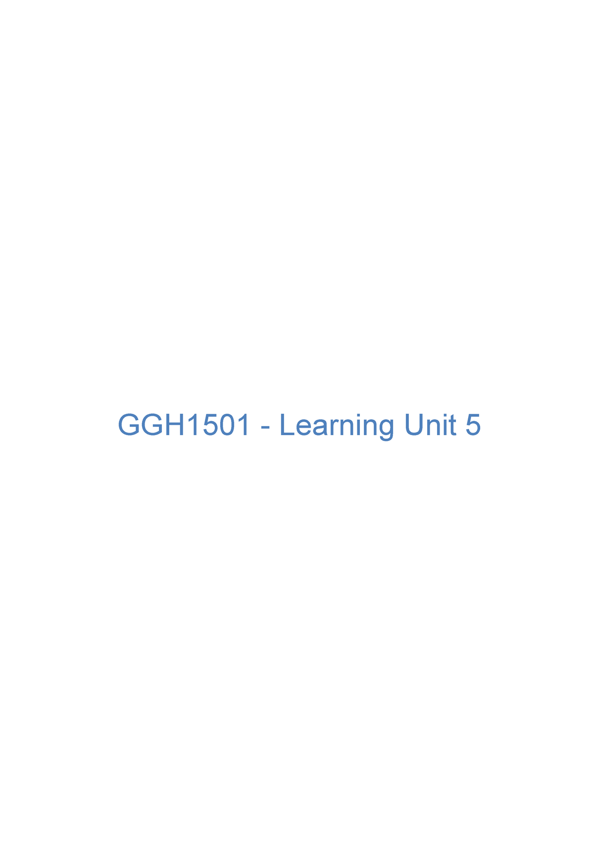 GGH1501 Learning Unit 5 1 - GGH1501 - Learning Unit Learning Unit 5 ...