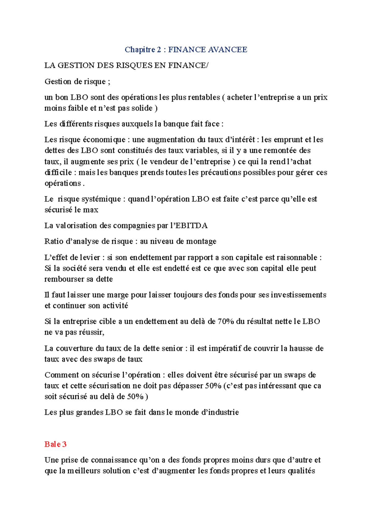 Finance avancée : gestion des risques - Chapitre 2 : FINANCE AVANCEE LA ...
