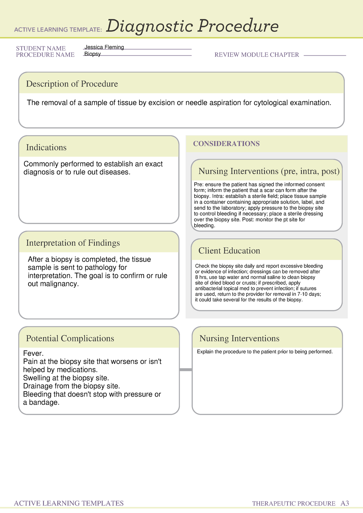 Diagnostic Procedure form Biopsy 11-6-22 - FN101 - STUDENT NAME ...